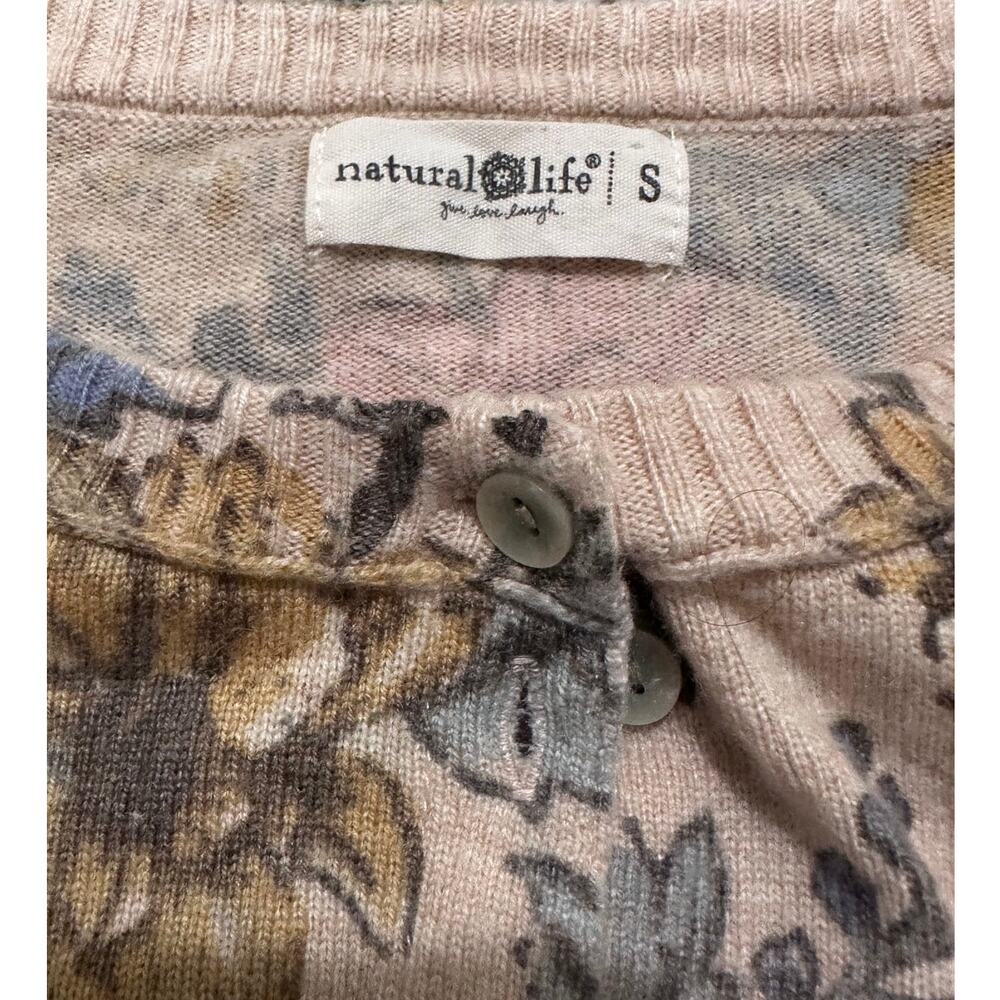 Natural Life Floral Wool Blend Cardigan Sweater Cottagecore Boho Grannycore S - Picture 3 of 7